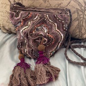 White House black market sequined purse brown copper purple silver cool design